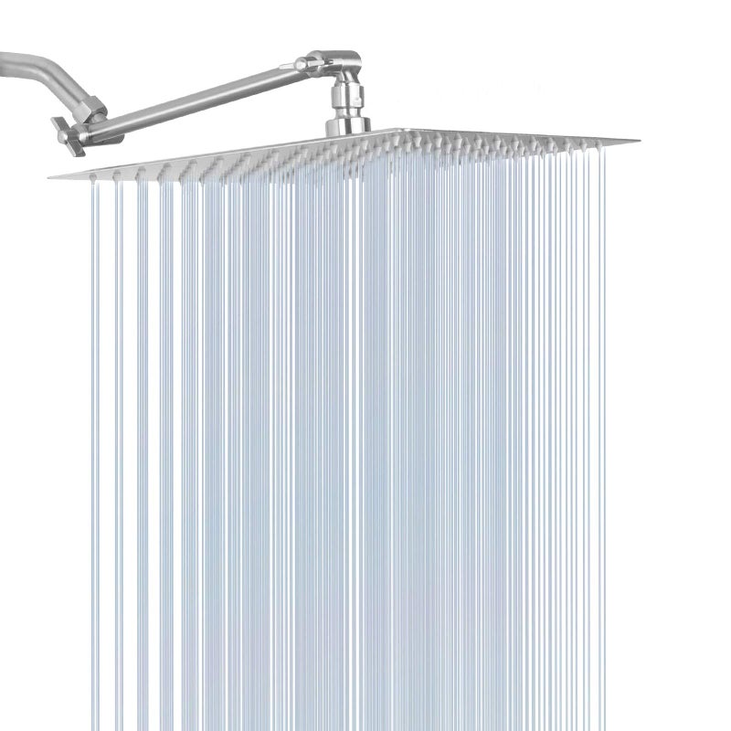 HarJue High Pressure Large Stainless Steel Square Rain ShowerHead With Shower Arm Waterfall Full Body Coverage Easy to Clean and Install 12 Inch With Arm Brushed Nickel