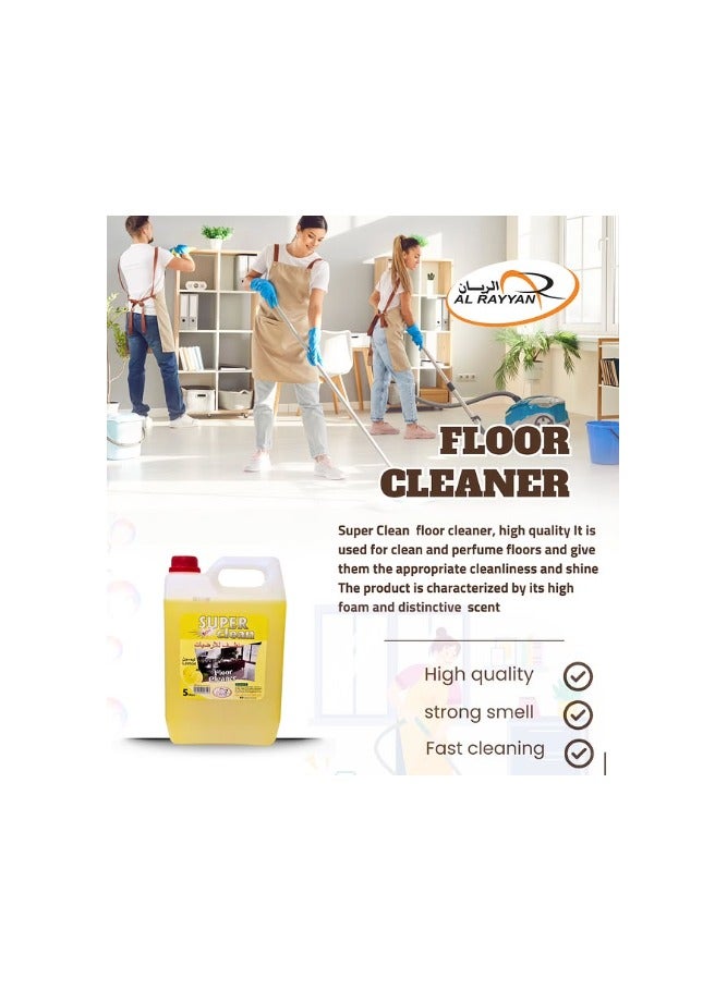 سوبر كلين سوبركلين منظف الأرضيات بالليمون 5 لتر | سائل تنظيف مضاد للبكتيريا برائحة الليمون المنعشة - Image 2