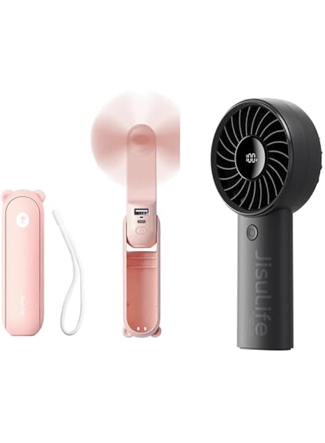 Loquat 3 IN 1 Hand Fan with Power Bank, Flashlight u0026 2024 Powerful Handheld Fan Life4 with LED Display - Image 1