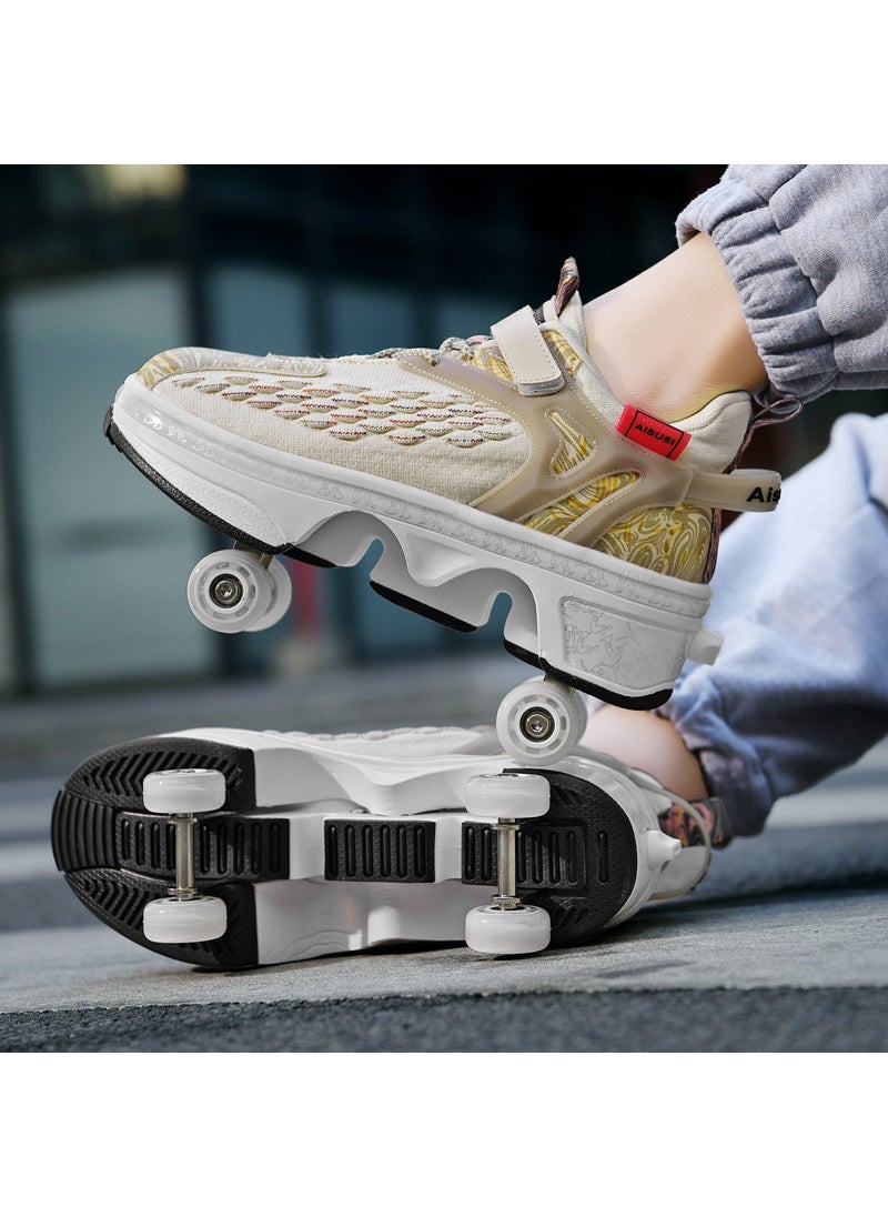 Loquat Transformable High-Rebound Skating Shoes 9908 beige ordinary version