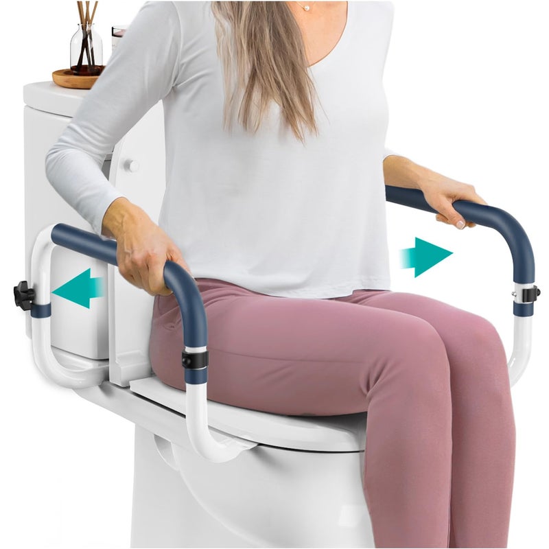 PELEGON Toilet Safety Rails (250lb) - Adjustable Toilet Safety Rails, Toilet Bar for Elderly Adults, Toilets Rails for Seniors, Toilet Seat with Handles for Elderly & Disabled Toilet Grab Bar - 1 Pack - Image 1