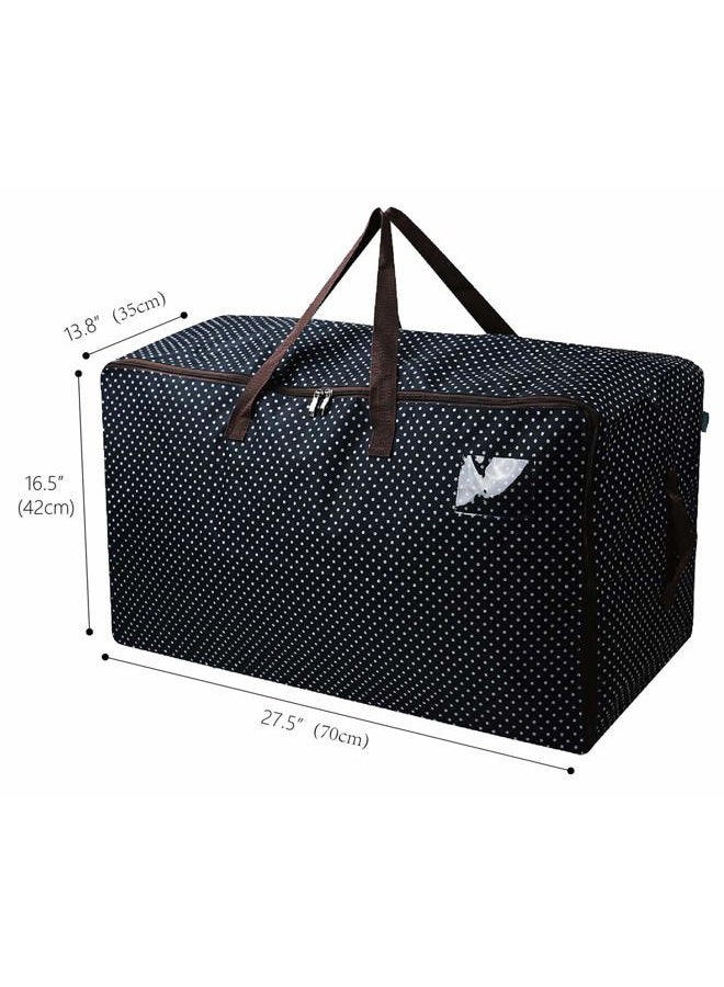 AMJ 100L Large Storage Bag, Comforter/Blanket/Pillows/Quilt Storage Container, Garage Grocery Storage Bag, Garments/Clothes Organizer Bin in Closet/Attic, Moisture Proof, Blue dot - Image 2