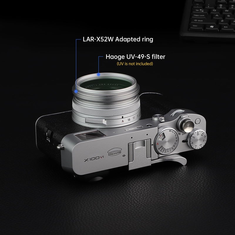Haoge Lens Filter Adapter Ring for Fujifilm X100VI Fuji FinePix X100V Camera fit 49mm UV CPL ND Filter Lens Cap Replace Fujifilm AR-X100 Silver - Image 4