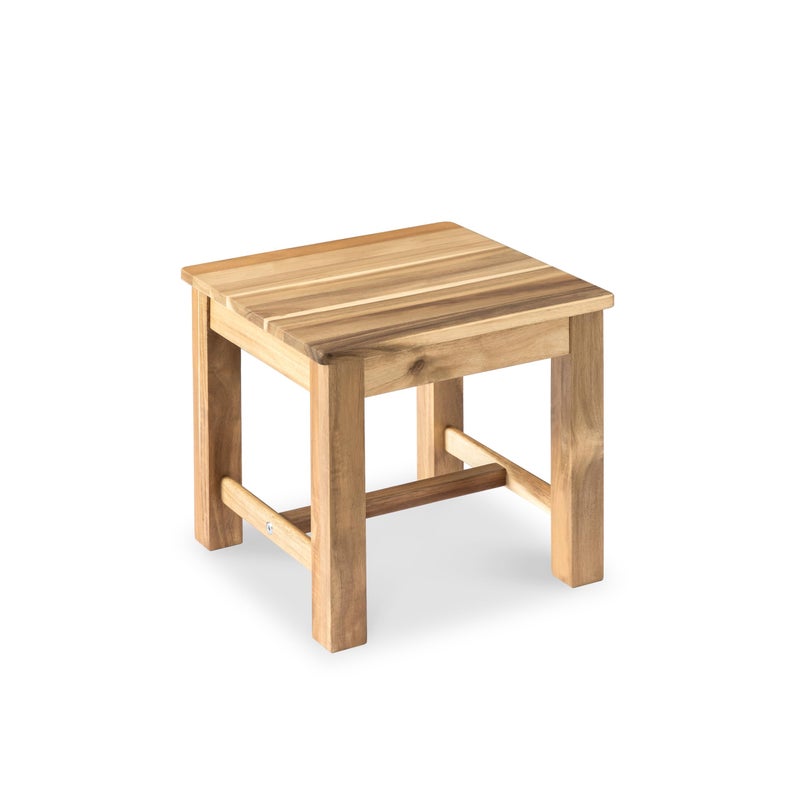 VICTORY RELAX 12 Inch Wooden Light Natural Step Stool, Small Nature Beach Chair Under Desk, Indoor Acacia Wood Short Footstool for Living Room, Kitchen, Bathroom - Image 1