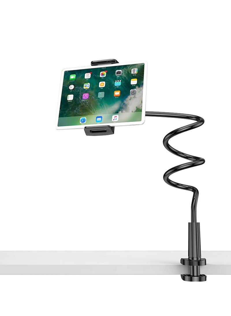 Arabest Gooseneck Cell Phone Holder Gooseneck Bed Phone Holder 360 Flexible Long Arm Lazy Bracket Desk Phone Stand Universal for Mobile Phones and Tablets Under 4.7-13 Inches (88cm, Black)  - Image 1