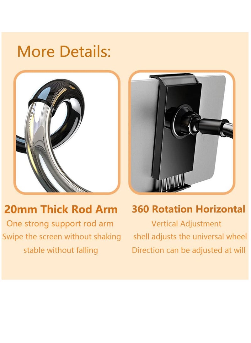 Arabest Gooseneck Cell Phone Holder Gooseneck Bed Phone Holder 360 Flexible Long Arm Lazy Bracket Desk Phone Stand Universal for Mobile Phones and Tablets Under 4.7-13 Inches (88cm, Black)  - Image 5