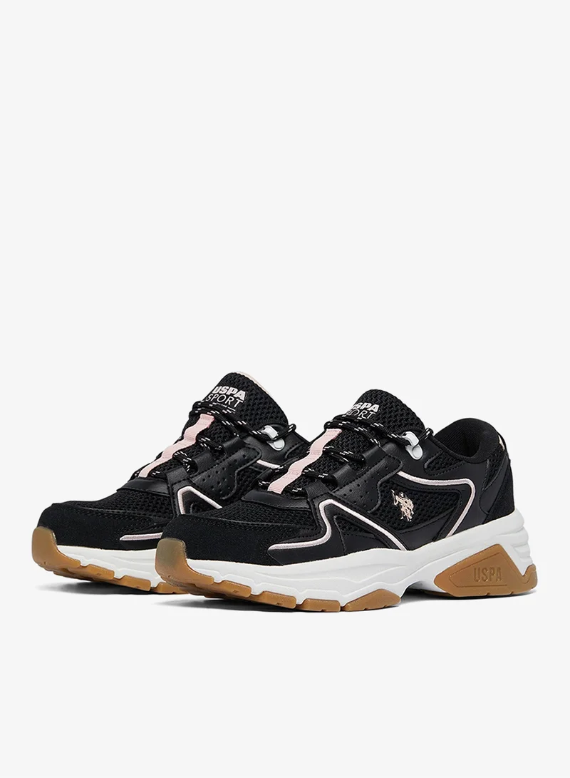 U.S. Polo Assn. Women's Black Low-Top Eye-Catching Performance Sneakers - For a Bold & Stylish look Shoes