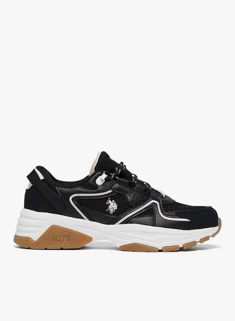 Women's Black Low-Top Eye-Catching Performance Sneakers - For a Bold & Stylish look!