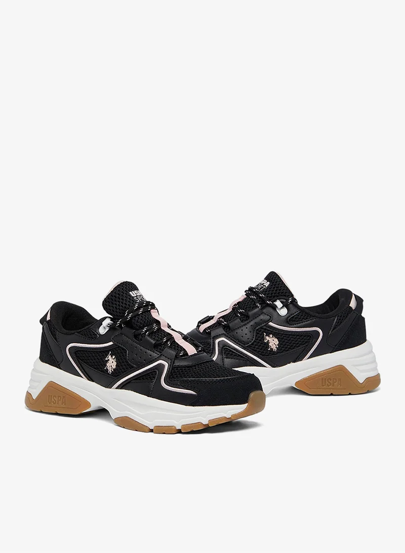 U.S. Polo Assn. Black Women's Black Low-Top Eye-Catching Performance Sneakers - For a Bold & Stylish look Shoes for Women | Best Price UAE