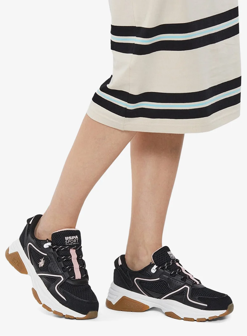 U.S. Polo Assn. Black Women's Black Low-Top Eye-Catching Performance Sneakers - For a Bold & Stylish look Shoes for Women | Best Price UAE