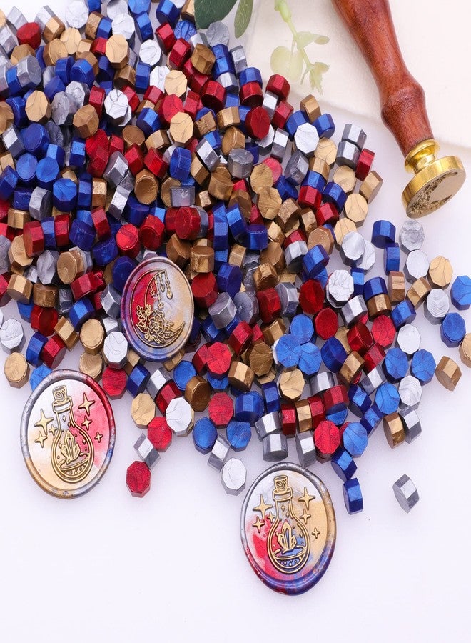 SWANGSA 360 Pieces Metallic Red Blue Silver Gold Sealing Wax Beads Kit with 2 Pieces Tea Candles and 1 Piece Wax Melting Spoon for Wax Seal Stamp (Mixed Color) - Image 5