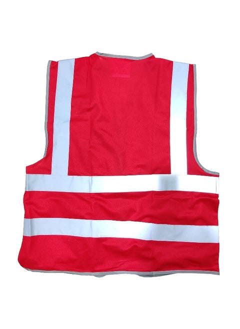 SAFETY Solid Deluxe Light Red Safety Jacket with Reflective Strips for Industrial & Construction Sites, Multipurpose Use in Industries | Size-2XL