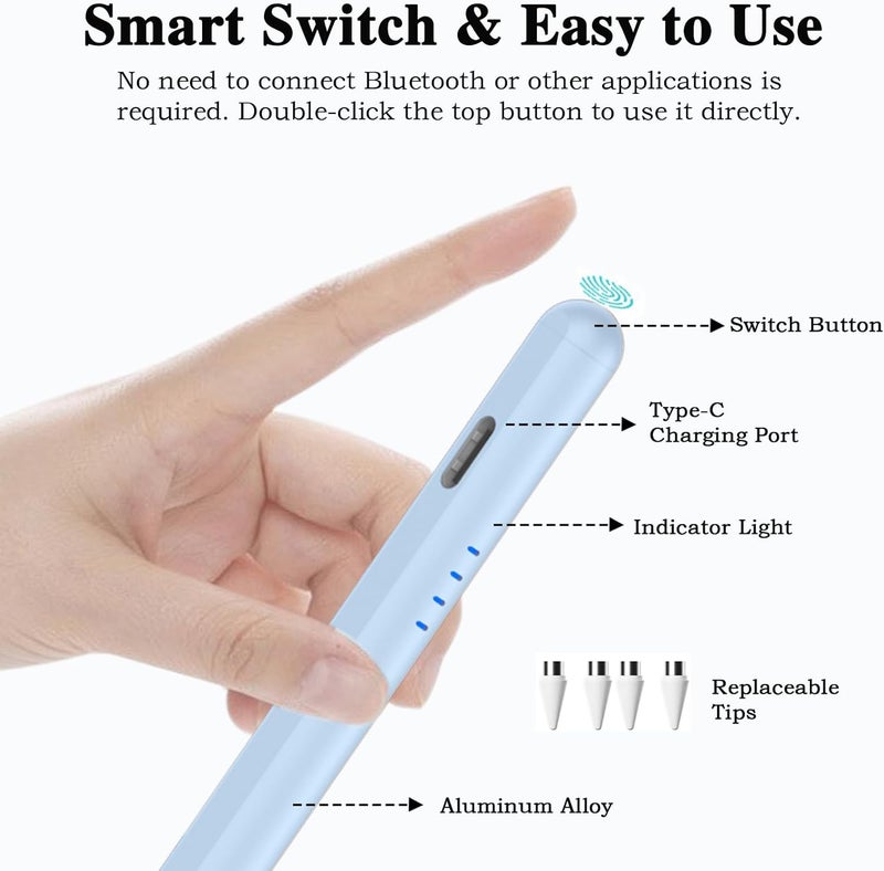 Luntak Stylus Pens for Touch Screens,Type-C Tablet Pen with 4 Pom Tips Stylus Pen for Android Compatible with Samsung/Huawei/Lenovo/Mi/Vivo and Other Android Smartphone and Tablet Devices-Gradient Blue - Image 5
