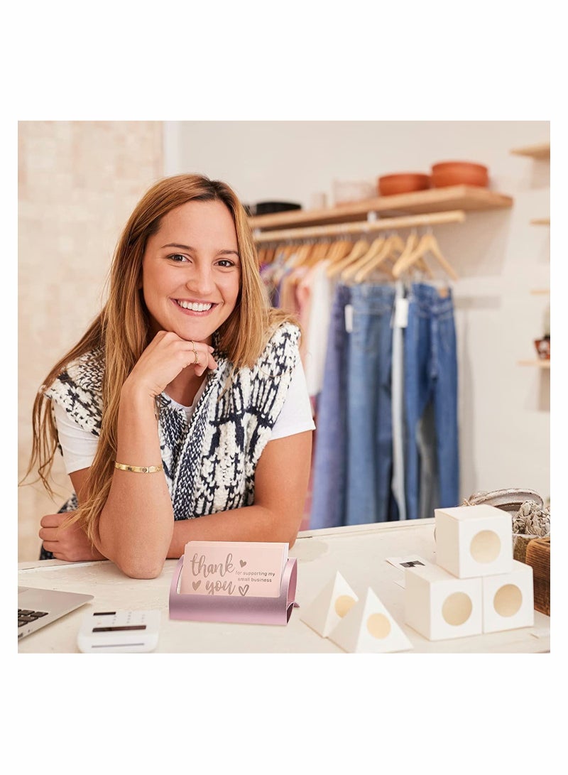 SOLARAE Business Card Holder, for Desk Aluminum Business Card Display Holder, Stand Desktop Name Card Rack Organizer Desk Card Accessory for Office, Reception, Rose Gold and Gold 2 Pieces - Image 4