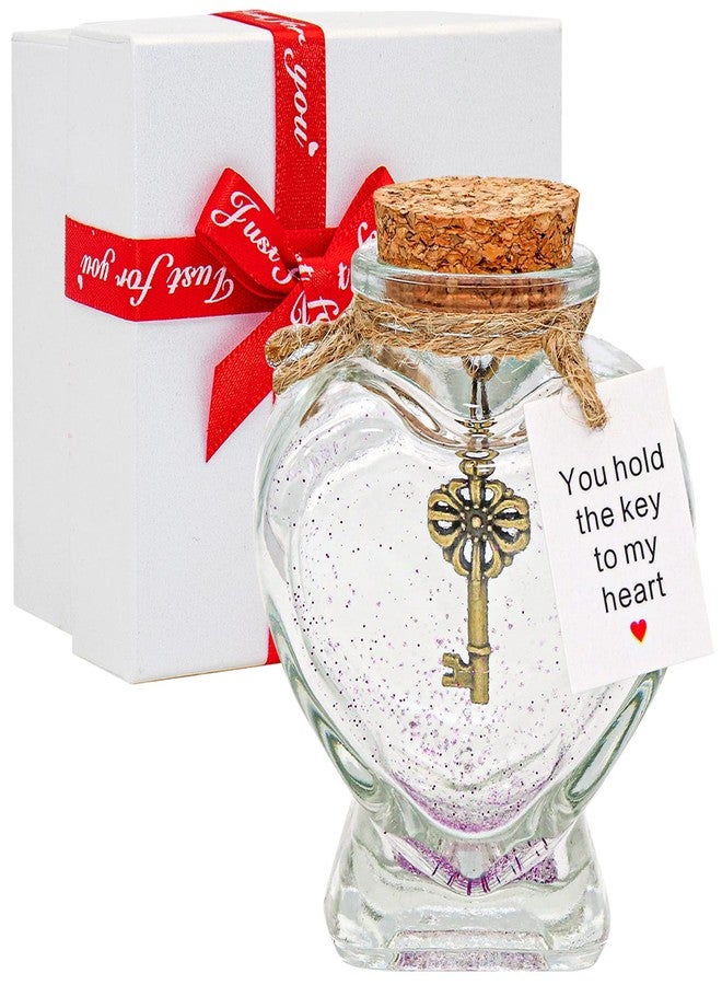 KBFUSHI You Hold the Key to My Heart -Handmade Creative Decorative Bottle Gift for Girlfriend Boyfriend Valentine’s Day,Christmas-Funny Ornament Gift for Wife Husband (Heart Shaped Jar) - Image 1