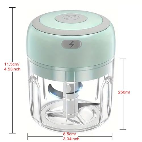 FUHUY Electric Mini Vegetable Chopper, Food Chopper, Garlic Slicer Veggie, Salad, Lettuce, Onion, Chili Crusher, Tomato Dicer Chopper Cutter & Ginger Meat Mincer for Kitchen, Portable USB Chopper (250ML) - Image 2