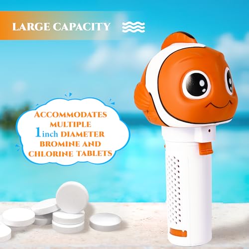 MKLZ Chlorine Floater, Small Floating Pool Chlorine Dispenser for 1 Inch Tablets, Mini Clown Fish Bromine Holder for Hot Tub, Spa, Swimming Pools - Image 4