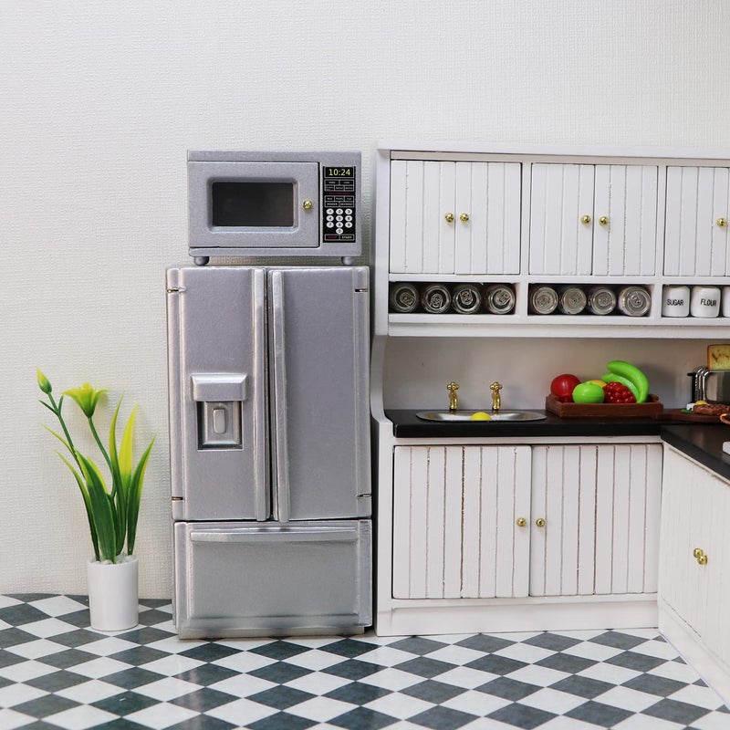Cutemini Miniature Dollhouse Fridge 1:12 Furniture Decoration Accessories Mini Refrigerator Kitchen Living Room Scene Model Ornaments(A-White) - Image 2