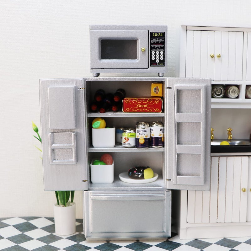 Cutemini Miniature Dollhouse Fridge 1:12 Furniture Decoration Accessories Mini Refrigerator Kitchen Living Room Scene Model Ornaments(A-White) - Image 3