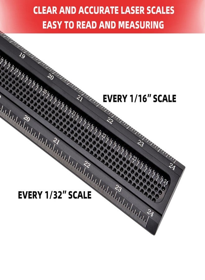 GOINGMAKE Woodworking T-Square 24 Inch Aluminum Alloy T Square Ruler 1/32" Hole Scrbing Guides Positioning Scribe Tool Precision Woodworking Ruler Scribing Tool for Carpenter Layout and Measuring - Image 3