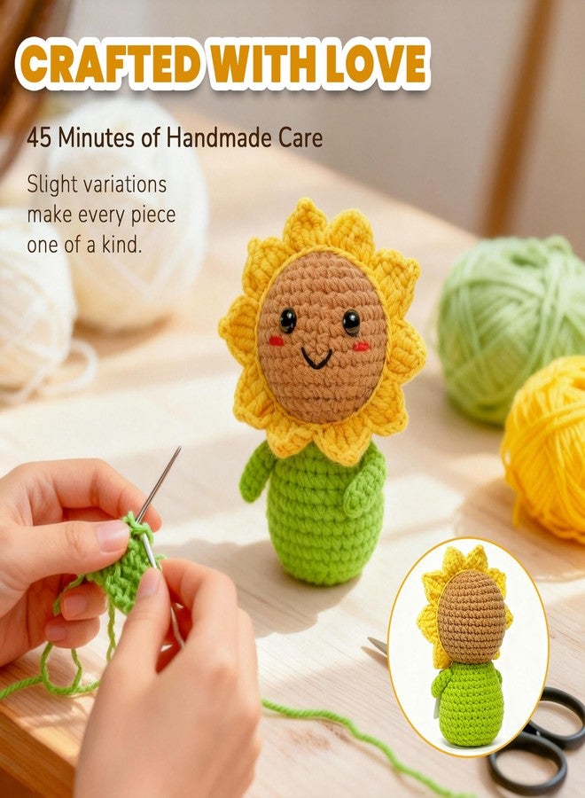 Krinisou Thank-You Sunflower Gift for Women - “Human Sunshine” Crochet Desk Decor, Funny Cute Friendship Appreciation Gift for Best Friend, Bestie, Sister, or Coworker - Image 3