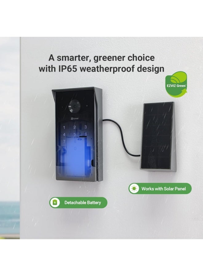 EZVIZ Battery Video Door Intercom with Solar Panel, 2K Intercom with Camera, 7 Inch Colour Touch Screen and 2-Way Audio, Dual Band, Door Intercom Supports Password, Halow Connection, EP7 - Image 2