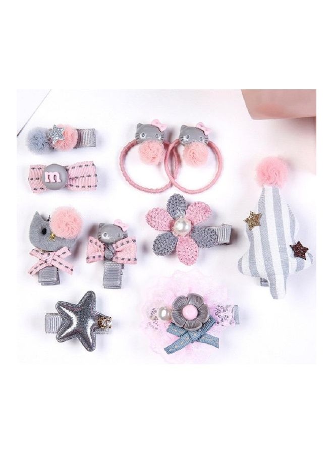 نيبمينينت 10-Piece Cartoon Children Bow Hair Rope Rabbit Ears Lace Princess Band Grey - Image 2