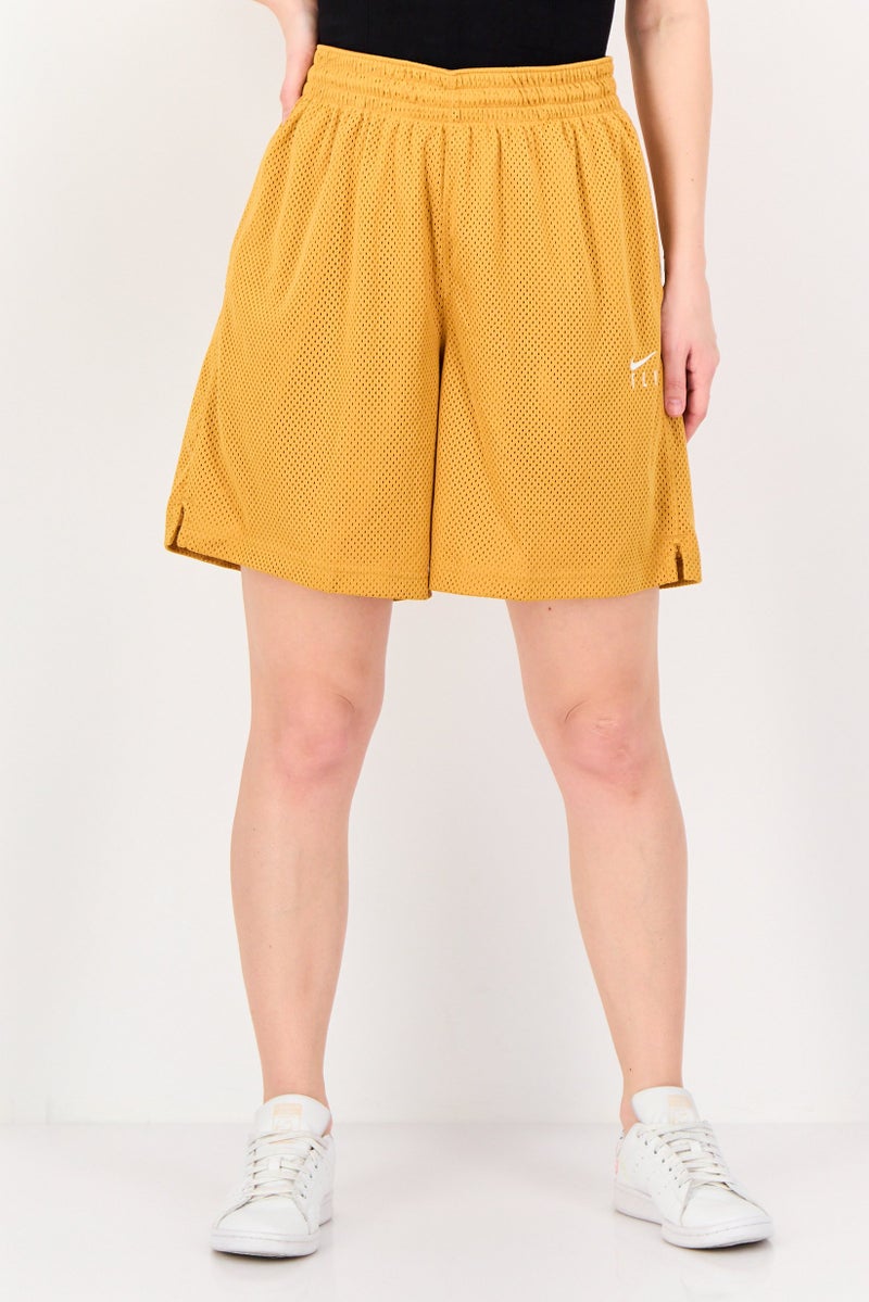 Nike Women Dri Fit Basketball Shorts, Mustard Yellow - Image 1