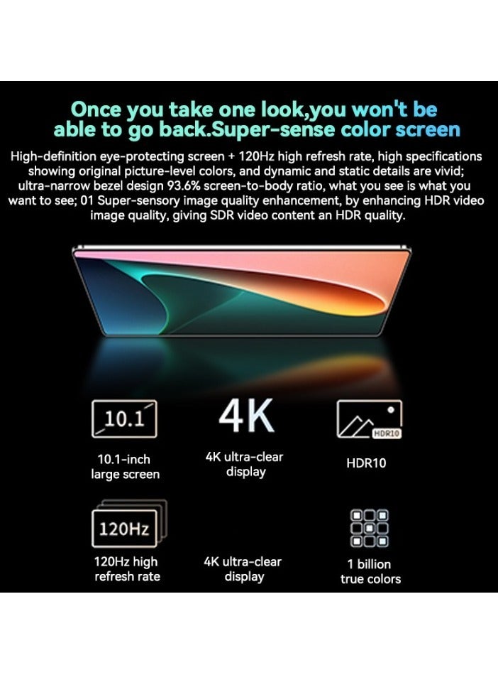 AROAQ N716 10.1 Inch Tablet, Calling Wifi Android Tablet PC, Sturdy And Durable Computer Pad With Eye Protection, Portable Touch Pad For Study Watching Movies, (1pc, Silver, High End Version 256GB With Leather Case) - Image 2