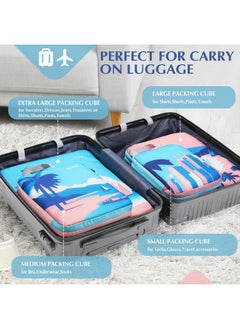 Gonex Gonex Compression Packing Cubes, 4pcs Expandable Storage Travel Luggage Bags Organizers, Travel Cubes for Suitcase Carry On (Coconut Palm)  - Image 5