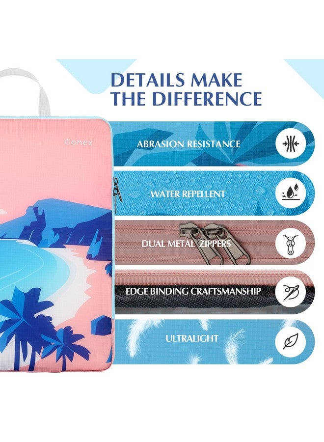 Gonex Compression Packing Cubes, 4pcs Expandable Storage Travel Luggage Bags Organizers, Travel Cubes for Suitcase Carry On (Coconut Palm) - Image 3