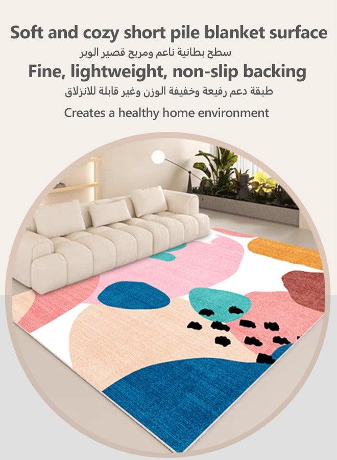 oldlaiben Baby Play Mats for Floor, 140*200cm Crawling Mat for Playpen, Washable and Non Slip Baby Play Mat, Thicken Crystal Velvet Playmats for Babies and Toddlers Infants, For Bedroom, Playroom, Living Room, Baby Room, Children's Room（Multicolour A）  - Image 4