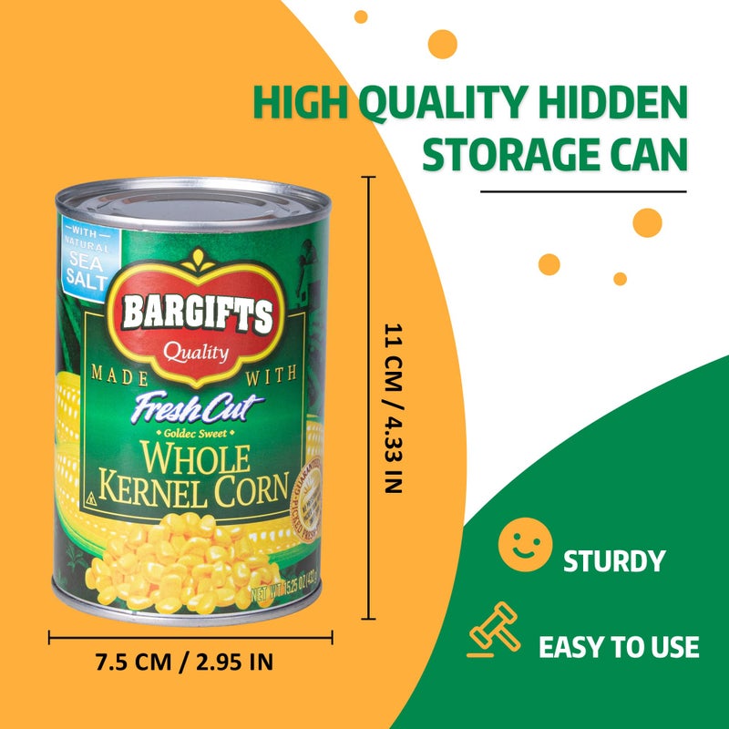 BarGifts Hidden Safe Fake Can with Hidden Compartment, Hidden Storage Keep Your Valuables Safe Like Money, Keys, and Jewelry- Corn - Image 2