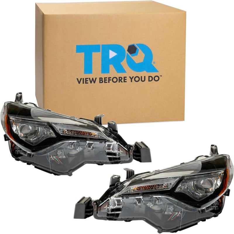 TRQ Headlight Set for 2017-2019 Toyota Corolla - Bi-LED with Daytime Running Lights - Image 1