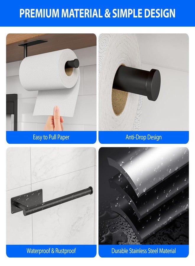 CHIKESI Paper Towel Holder Under Cabinet, Self-Adhesive,No Drilling, Stainless Steel, Wall-Mounted for Kitchen and Bathroom, Easy Install, Durable, Space-Saving, Ideal for Home, RV (Black, 1 Pack) - Image 3