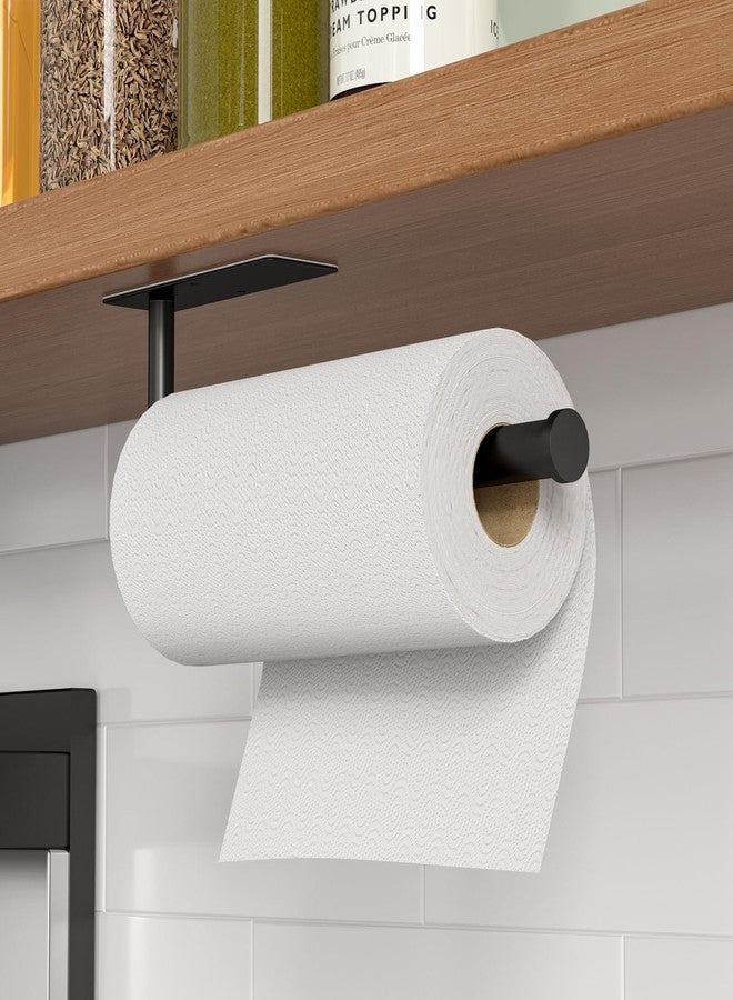 CHIKESI Paper Towel Holder Under Cabinet, Self-Adhesive,No Drilling, Stainless Steel, Wall-Mounted for Kitchen and Bathroom, Easy Install, Durable, Space-Saving, Ideal for Home, RV (Black, 1 Pack) - Image 2