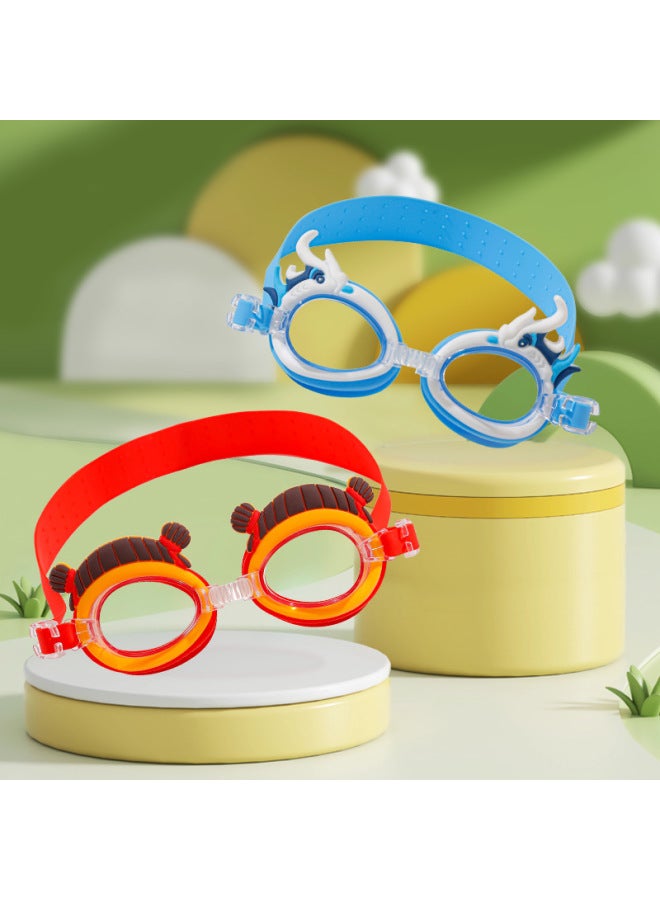 Kids Swimming Goggles Soft Silicone Cute Cartoon Animal Waterproof HD Boys And Girls Swimming Goggles Factory-Color:(boxed Hd Lenses) Swimming Goggles 650 White - Image 2