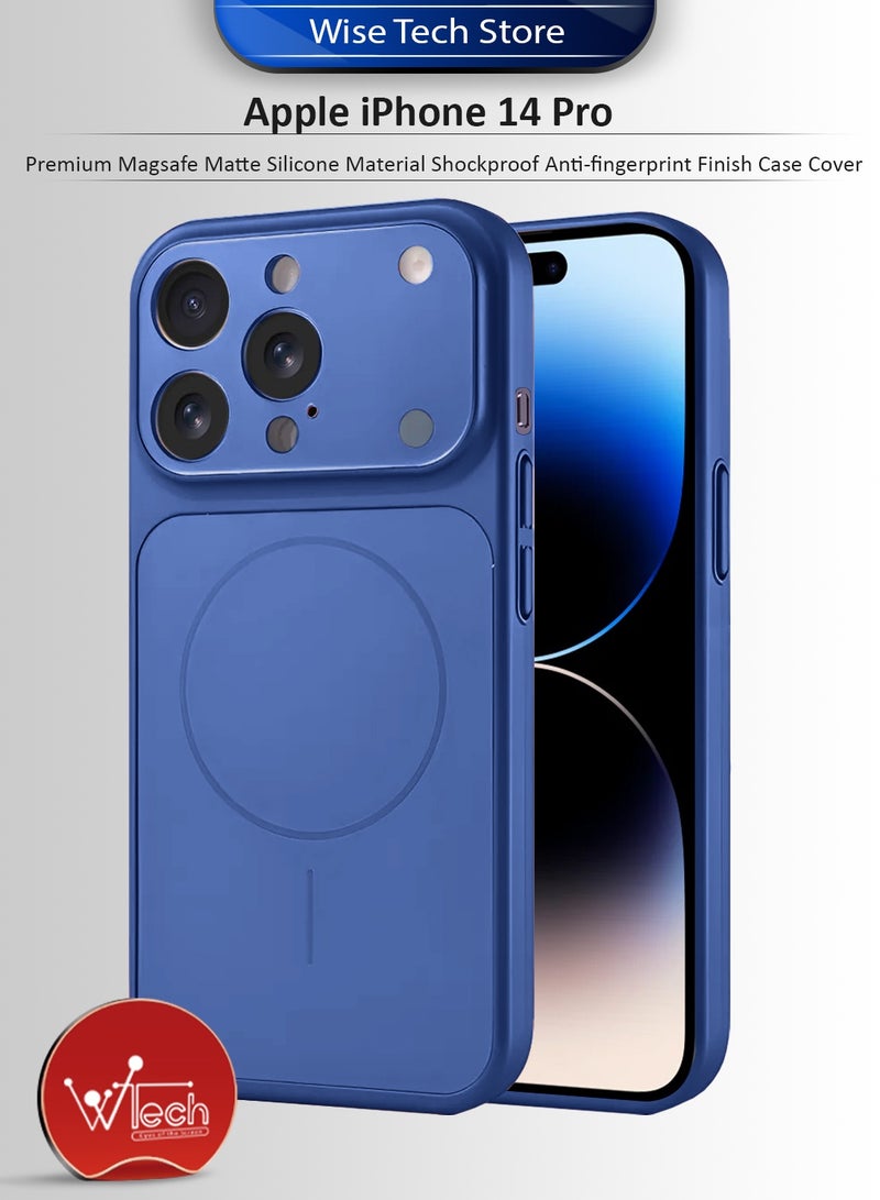 دبليو تيك غطاء حافظة iPhone 14 Pro 2022 من آبل بجودة عالية، مادّة سيليكون مقاومة للصدمات مع تشطيب يمنع البصمات - أزرق داكن (MCRPSN) - Image 1