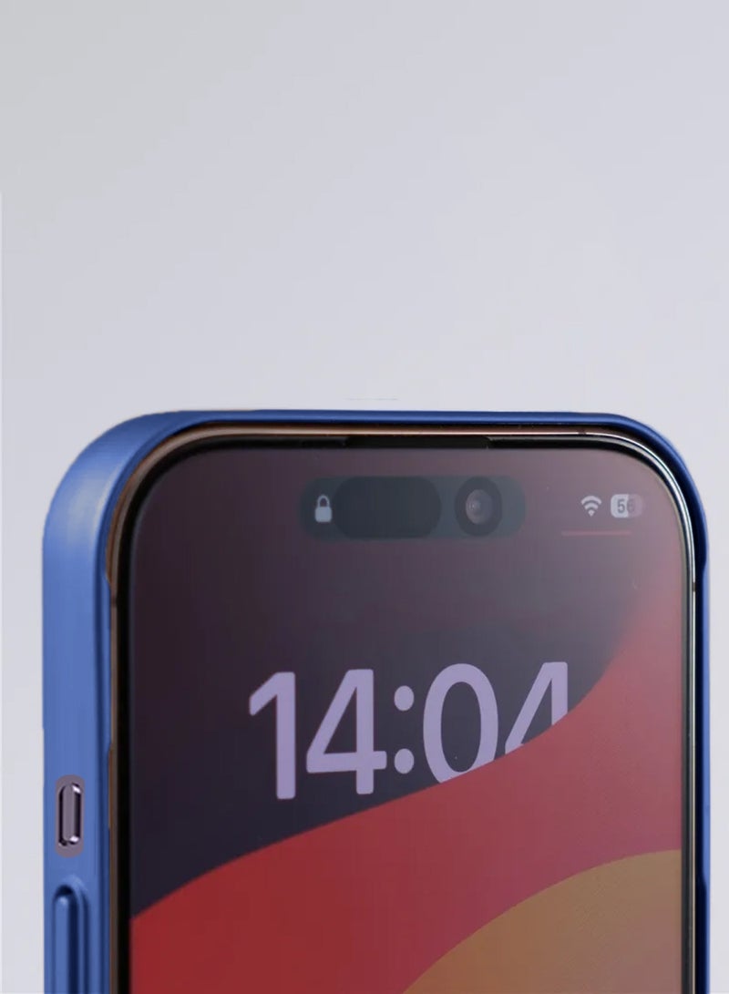 دبليو تيك غطاء حافظة iPhone 14 Pro 2022 من آبل بجودة عالية، مادّة سيليكون مقاومة للصدمات مع تشطيب يمنع البصمات - أزرق داكن (MCRPSN) - Image 2