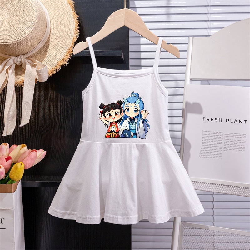 Girls' Dress Baby Dress Children'S Strap Dress Stylish Princess Dress Nezha Summer Tank Dress - Image 2