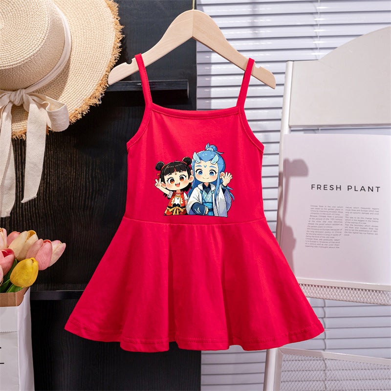 Girls' Dress Baby Dress Children'S Strap Dress Stylish Princess Dress Nezha Summer Tank Dress - Image 5