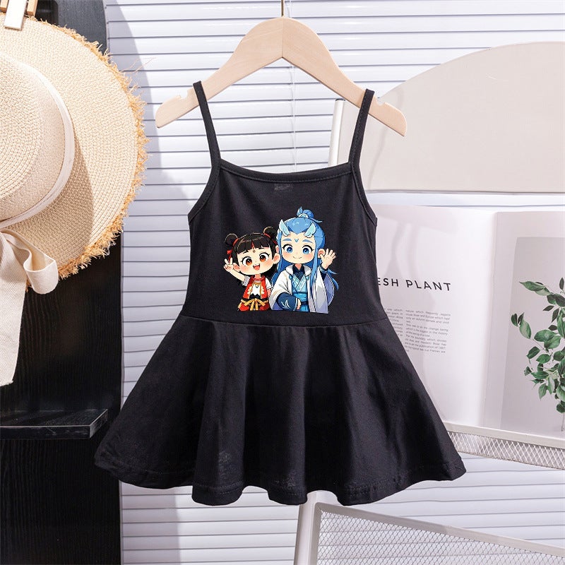 Girls' Dress Baby Dress Children'S Strap Dress Stylish Princess Dress Nezha Summer Tank Dress - Image 4