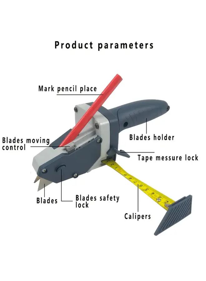 Heavy Duty Alloy Gypsum Board Cutter with Built In Measuring Tape Manual Drywall Tool - Image 5