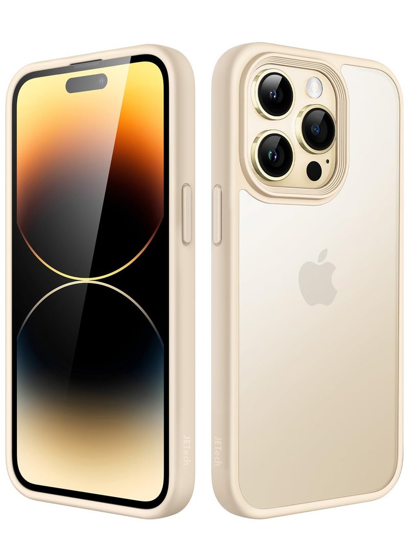 جي تيك حافظة غير لامعة لهاتف آيفون 14 برو مقاس 6.1 بوصة مقاومة للصدمات بدرجة عسكرية وحماية من السقوط وغطاء خلفي شفاف ومضاد لبصمات الأصابع ذهبي فاتح - Image 1