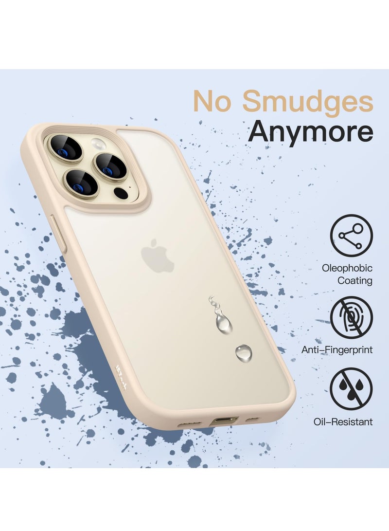 جي تيك حافظة غير لامعة لهاتف آيفون 14 برو مقاس 6.1 بوصة مقاومة للصدمات بدرجة عسكرية وحماية من السقوط وغطاء خلفي شفاف ومضاد لبصمات الأصابع ذهبي فاتح - Image 5