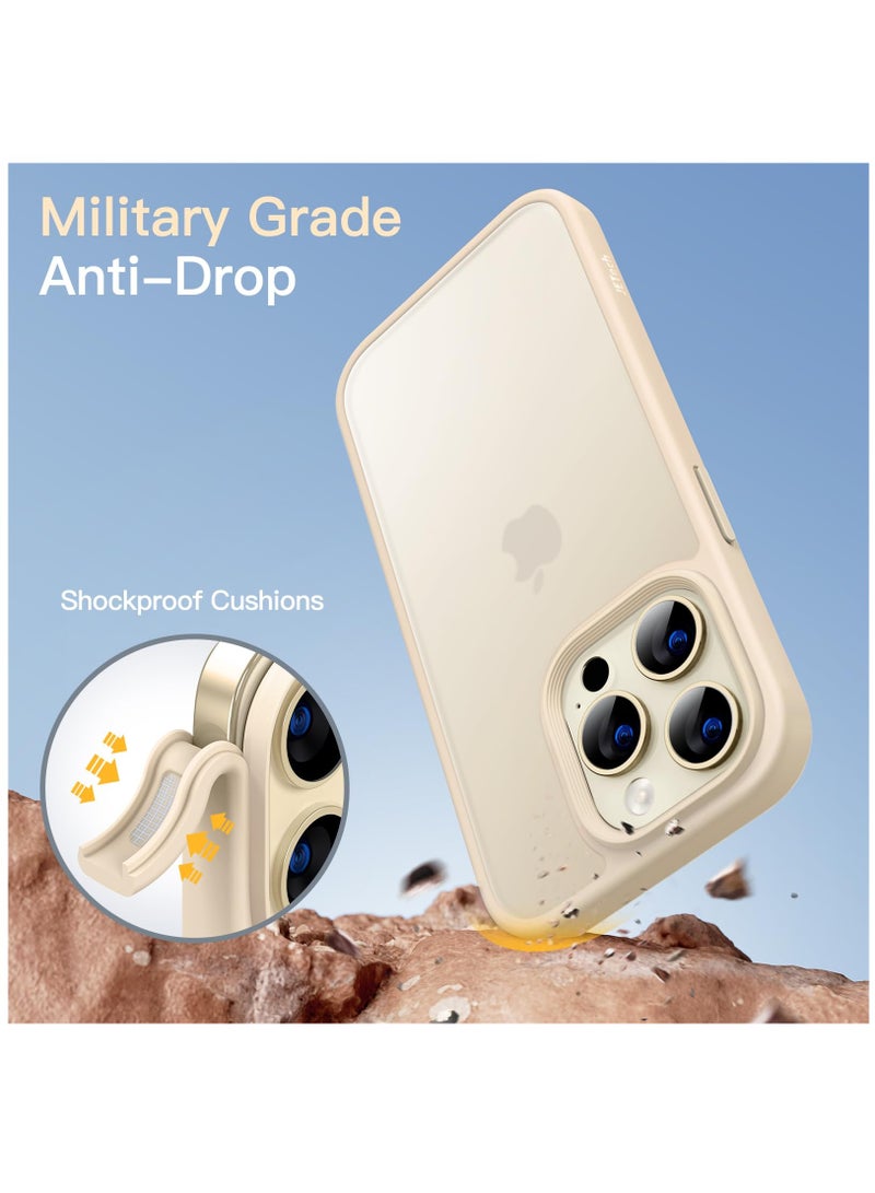جي تيك حافظة غير لامعة لهاتف آيفون 14 برو مقاس 6.1 بوصة مقاومة للصدمات بدرجة عسكرية وحماية من السقوط وغطاء خلفي شفاف ومضاد لبصمات الأصابع ذهبي فاتح - Image 3