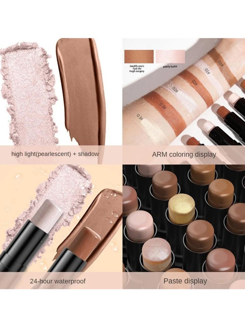 HelloKiss عصا تظليل المكياج 2 في 1 وعصا تمييز الوجه وعصا تحديد الوجه ذات الطرفين وعصا تحديد الوجه الكريمية وعصا البرونزر وعصا مكياج الوجه الرائعة وقلمي تفتيح وتظليل الوجه 03 - Image 2