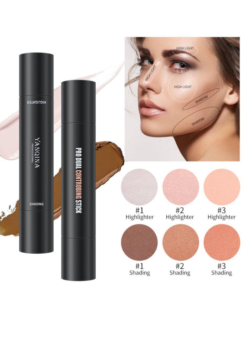 HelloKiss عصا تظليل المكياج 2 في 1 وعصا تمييز الوجه وعصا تحديد الوجه ذات الطرفين وعصا تحديد الوجه الكريمية وعصا البرونزر وعصا مكياج الوجه الرائعة وقلمي تفتيح وتظليل الوجه 03 - Image 5