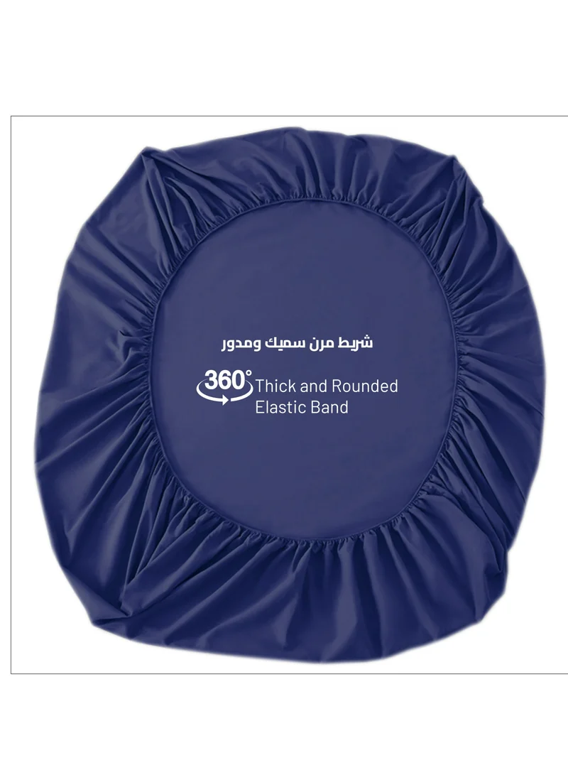 Donetella Bedding Fitted Sheet: 3-Pcs King Size Solid Sheet With Pillowcases Set and Soft-Silky 35 Cm Extra Deep Brushed Microfiber Cooling Bed Sheet,Nile Blue