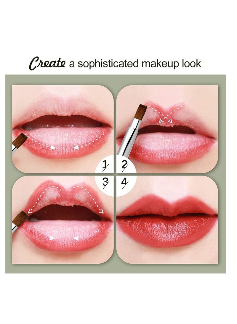 ROWNYEON Rownyeon Travel Retractable Lip Brush Applicators Flat for Lipstick Gloss Creams Portable with Cap, Professional Makeup Brush for Women Girls As Christmas Gift and Halloween Makeup Tools Silver - Image 4